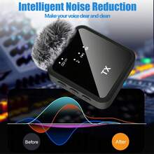 Professional Wireless Lavalier Microphone Compatible With IPhone, Compatible With - Cordless Omnidirectional Condenser Microphone For Interviews, Video, Podcasting (300mAh Rechargeable Battery) - Black - View 5