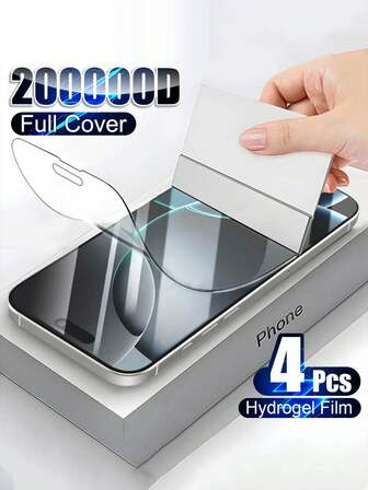 4 Pcs Soft Hydrogel Screen Protector Compatible With IPhone 17 16 15 14 13 12 11 Pro Max Plus, Full Coverage, Anti-Scratch, Shock-Resistant With Durable TPU Flexible Hydrogel Film Compatible With IPhone X XS MAX XR (NOT Glass) Waterproof Anti-Fall Anti-Fall Anti-Fingerprint