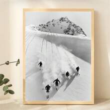 1 stampa artistica su tela di sci da corsa - decorazione moderna per pareti di soggiorno, camera da letto, ufficio casa - cartellone con vivida scena sportiva e alpina, opzione per cornice regalo