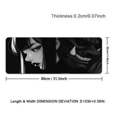 1 grote Anime Girls and Demons gaming-muismat met cool zwart design - dikke, antislip rubberen basis, gemakkelijk schoon te maken, nauwkeurige randen, rechthoekige bureau-onderlegger voor gamers en op kantoor, bureau-onderlegger, opvallend karakterontwerp, gemakkelijk schoon te maken oppervlak