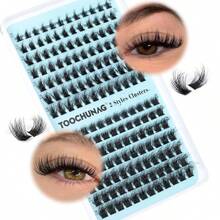Fluff Lash Clusters 60D+80D Thick Eyelash Clusters D Curly Wispy Individual Lashes 10-18mm Cluster Eyelash Extensions 280pcs False Eyelashes DIY Flat Lash Extension By TOOCHUNAG - 白色 - 查看 1