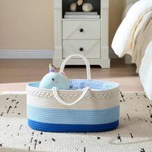 Portable Car Organizer With Removable Divider, Stylish Home Gift,Storage Caddy Organizer, Large Cotton Rope Decorative Basket, Multi-Purpose Table Organizer For Home Storage - White - View 4