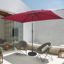 6.5x10 Ft Rectangular Patio Umbrellas Outdoor Market Umbrella With Push Button Tilt And Crank, Rectangle Table Umbrella 6 Sturdy Ribs UV Protection For Pool Garden Backyard Deck, Red - 胭脂紅 - 查看 5