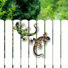 1 Stück 2D Metall Eidechse Wandkunst, Haus, Villa, Garten Deko Eisen Kunstwerk, Frühlings- und Sommer-Outdoor-Festival Dekoration, Landschaftsdekoration, Verschönerung der Umgebung, Innenraum-Wohnzimmerdekoration