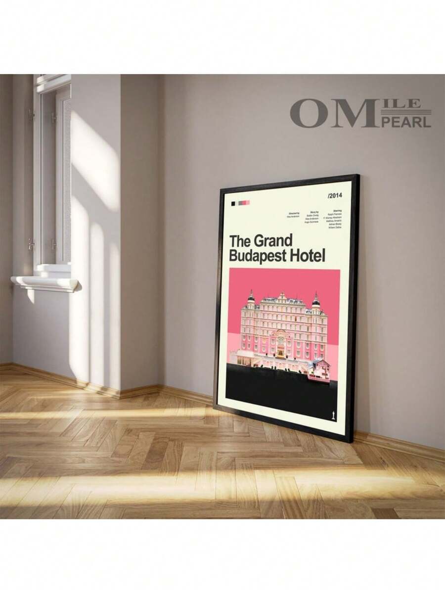 Mid Century Modern The Grand Budapest Hotel Movie Poster, Retro Movie Print, Modern Vintage Movie Posters Canvas Painting Posters And Prints Wall Art Pictures For Living Room Decoration Optional Frame ,Wall Art With Frame