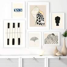 1 件可选框架现代简约墙面艺术线条女孩身体抽象波西米亚高清帆布海报印刷家居卧室客厅装饰 - 彩色 - 查看 5