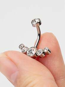 1 件内螺纹钢肚脐穿孔水晶性感肚脐环身体饰品