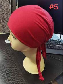 Black Headband Cap, Women Black Headband Cap, Simple Solid Color Functional Headband Cap, Casual Home Accessories Hair Sleep Cap - Black - View 4