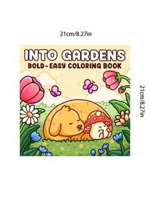 1pc Into Gardens :Easy Coloring Book For Adults And Teens, Coloring Book Super Cute Designs Of Cozy, Hygge Spaces For Relaxation (Cozy Spaces Coloring) .Back To School A Relaxing Gift For Friends, Couples, And Family . Painting Kit [Default Without Pen]
