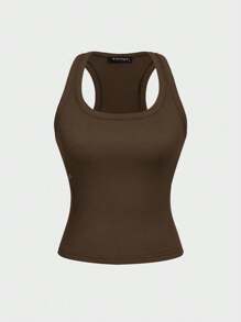 Camiseta de tirantes cuello cuadrado Floreya para mujeres, de estilo veraniego, sexy y minimalista, con cintura ajustada y estilizadora, sin mangas, apta para usar como capa, de estilo deportivo versátil adecuado para todas las estaciones