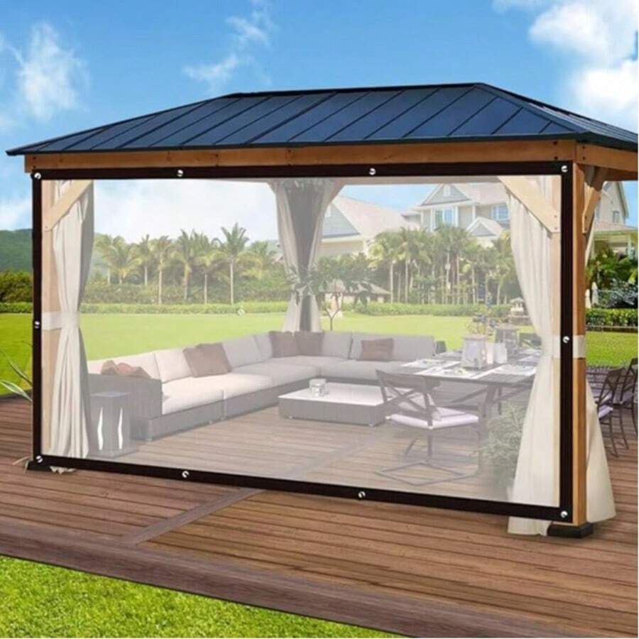 8'x10' Clear Tarps Heavy Duty PE Thick Tarpaulin With Metal Grommets, Protects Against Water, UV-Ray, Tear, Cold Weather Resistan For Greenhouse Balcony Garden