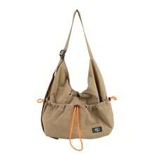 Korean Minimalist Chic, Large Capacity Multi-Functional Nylon Tote Crossbody Bag - Black - View 6