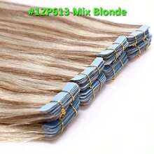 20PCS 50G Tape In Hair Extensions Human Hair 16-26Inch Remy Tape Ins Human Hair Extensions Highlight Color #12P613 Golden Brown Mix Bleach Blonde Fashion Extension, Seamless Silky Straight Skin Weft Double Sided Tapes Add Length For Woman Everyday Hairstyle Cosplay Daily Wedding Party Halloween Use - S12/613 - Xem 3
