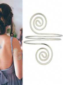 1PC Spiral Armband Swirl Upper Arm Cuff Armlet Bangle Bracelet Egyptian Costume Accessory For Women Gold Silver Color
