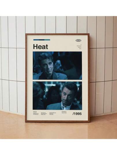 Heat 1995 Movie Poster - Al Pacino Robert De Niro - Vintage Minimalist Midcentury Wall Art Print Canvas Painting Posters And Prints Wall Art Pictures For Living Room Decoration Optional Frame ,Wall Art With Frame