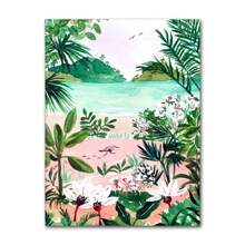 1 pièce Œuvre d'art murale d'été moderne pour fête de piscine. Impression tropicale de plante, image de voyage, fille de spa. Peinture sur canevas. Poster de décoration de salle de séjour, cadeau, décoration. canevas optionnelle avec cadre