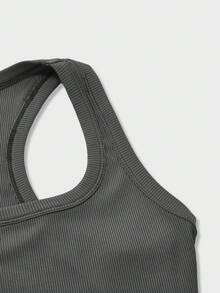 Floreya Square Neck Camisole Top For Women, Casual Slim Fit Sleeveless Crop Top, Versatile For Summer, Autumn & Spring - Dark Grey - View 5