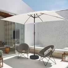 6.5x10 Ft Rectangular Patio Umbrellas Outdoor Market Umbrella With Push Button Tilt And Crank, Rectangle Table Umbrella 6 Sturdy Ribs UV Protection For Pool Garden Backyard Deck, Red - 乳白色 - 查看 5