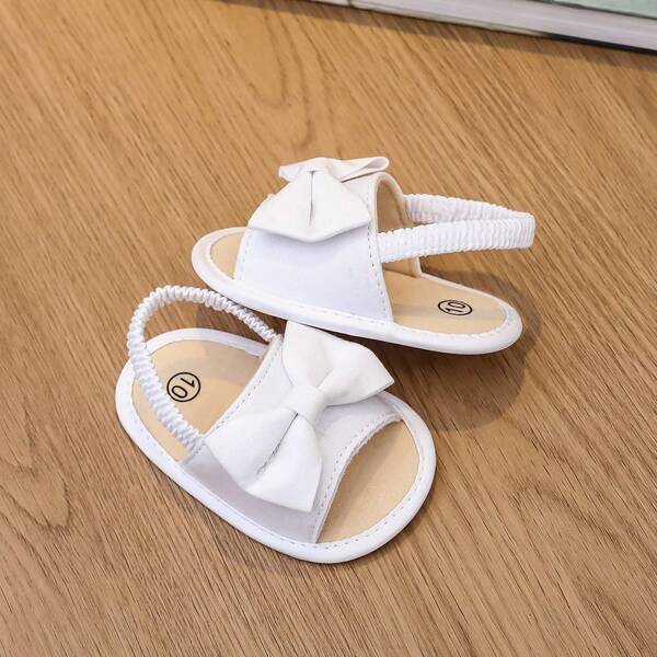Sandalias para bebé 0-15M, zapatos para primeros pasos de bebé con decoración de lazo