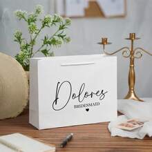 1pc Customized Bridesmaid Groomsman Wedding Gift Bag, Personalized Paper Reusable Bridal Shower Party Favor Gift Bag,Multi-Functional,Durable,Ornamental,Reusable,Exquisite,Stylish,High-Quality,Colorful,Modern,Custom,Personalized,Unique,Ideal Gifts For Him,Ideal Gifts For Her,Boyfriend,Dad,Girlfriend,Mom,Family,Friends,Tea Room,Home,Garden,Office,For Anniversaries,For Valentine's Day,For Mother's Day,For Birthdays,For Father's Day,For Graduation,For Weddings,For Housewarming,Home Decor,Home Decor,Warm Ambience,Winter Grace - Multicolor - View 8