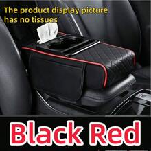 1 pièce Coussin rehausseur de boîte d'accoudoir automobile multifonctions nappa à motif de diamant avec sac de rangement, porte-gobelet, boîte à mouchoirs. Coussin d'accoudoir central de voiture