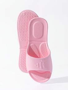 Unisex EVA Foldable Travel Slippers, Indoor Bathroom Shower Massage, Lightweight Quick Dry Non-Slip Flat Slides, Simple Solid Color For Bedroom, Living Room, All Season - Pink - View 7