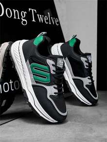 2025新款休闲男鞋，时尚透气网眼休闲轻便软底运动鞋，适合跑步、旅行、约会、休闲穿着 - 黑色 - 查看 2