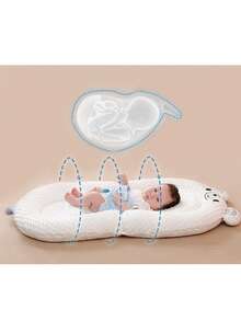 1set Cute Infant Bed Enclosure Set, Newborn Bionic Sleeping Bed Movable Baby Bassinet, Includes Incline Mattress