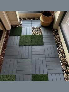 4 Pieces Outdoor Garden Imitation Wood Flooring, Plastic Interlocking Deck Tiles, Bathroom Rugs, Outdoor Rugs Weatherproof, Bedroom Balcony Terrace Assembled Flooring, Outdoor Patio Decoration, Easy To Splice, All-Weather Non-Slip And Wear-Resistant, Suitable For Pool Deck, Outdoor, Balcony, Patio, Garden, Made Of Corrosion-Resistant Imitation Wood Tiles, Permanent Non-Slip Grip. - Multicolor - View 10