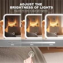 Miroir de maquillage lumineux à DEL, miroir portable et pliable avec support réglable, 3 modes de couleur, miroir de vanité éclairé, écran tactile intelligent et gradable, convient pour la vanité, la chambre, la salle de bain, rotation à 720°, charge USB, cadeau pour la Saint-Valentin, la Fête des Mères, les filles - Multicolore - Voir 6