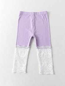 Conjunto de 4/3/2/1 Peças Leggings Capri com Renda para Meninas, Cor Sólida/Contraste, Leve, Meia-Calça Casual 3/4, Fofo & Moderno, Estilo Princesa, Adequado para Uso Diário, Meia-Calça Macia & Confortável, Adequado para Estudantes Combinarem com Tops, Saias, Temporada de Volta às Aulas - Multicolorido - Visão 20