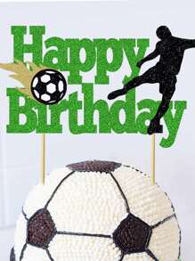 Football Happy Birthday Paper Cake Topper, Sports Themed Birthday Party Decorations For Boys