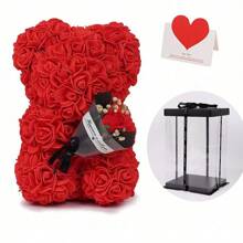 1pc Rose Bear, Handcrafted Rose Teddy Bear PVC Gift Box, Used For Mother's Day, Christmas, Valentine's Day, Friends' Day, Anniversary And Bride Gifts Birthday Graduation