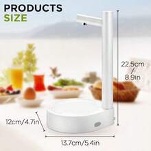 Dispensador de Agua, Dispensador de Agua Potable con Carga Type-C,Batería de Larga Duración,Puede Bombear 100L de Agua,Salida de Agua de 6 Niveles Ajustable para Hogar,Oficina,Aire Libre (Blanco) - Tipo de Enchufe A USA (110-127V) - Ver 2