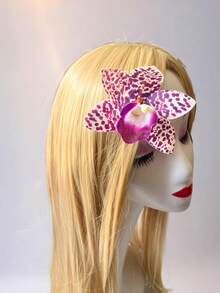 2个波西米亚风大花朵发夹，豹纹设计侧夹，夏季夏威夷花朵发夹，度假海滩派对发饰，女士发卡，时尚发饰，胸针配饰，帽子配饰，女士时尚配饰，户外发饰，校园用品，大学，女士度假装扮，发夹 - 彩色 - 查看 8