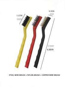 3 piezas/6 piezas/9 piezas Cepillos de limpieza de estufas de acero inoxidable (cepillo de nailon, cepillo de latón, cepillo de alambre de acero) Cepillo de alambre de acero, cepillo de estufa, con mango cómodo, para limpiar escoria de soldadura, limpiar y desengrasar (aproximadamente 7 pulgadas de largo) Herramienta de desoxidación, herramienta de desoxidación, limpiador de escoria de soldadura, cepillo, cepillo resistente, material de acero de alta calidad, herramienta de limpieza de metales, cepillo de limpieza adecuado para cocina, estufa, comedor, sin electricidad requerida, reutilizable, esencial para la limpieza del hogar, elimina rápidamente la grasa