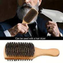 Boar Bristle Beard Brush, Double-Sided, Soft Nylon Bristles, Men's And Women's Hair Restoring Shine, For Short Curly Dry Hair, Gentle For Facial Hair Care, Warp Resistant Body