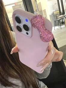 Cartoon Cute 3D Rhinestone Bow Creative Fashion Lychee Pattern Phone Case Compatible With Apple 17/16/15/14/13 Pro Max, 12mini/13mini, 11 Pro, X XR