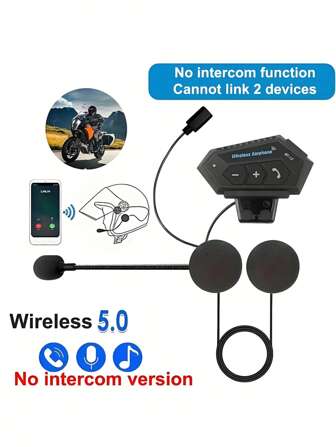 1pc Motorcycle Wireless Helmet Headset Hands-Free Call Kit Stereo Anti-Interference Music Player Speaker