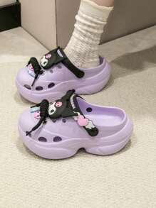 Sanrio 3 piezas Zapatillas perforadas con personajes de Sanrio, zapatos de agua para exteriores para mujeres