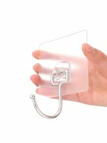 12pcs/4pcs/2pcs/1pc White Wall Mounted Strong Hook Clips, Mop Clip Storage Clips For Bathroom And Kitchen Storage