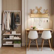 1 pièce Porte-bijoux mural décoratif en bois en forme de tête de cerf - Présentoir pour pendentifs, boucles d'oreilles, bracelets et bagues, minimaliste et à la mode, idéal pour la décoration de la chambre, le rangement de bijoux, la fête des mères, la Saint-Valentin ou un anniversaire.