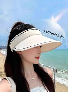 1pc Summer Foldable Outdoor Sunshade Hat With UV Protection, Empty Top, Neck Protection, Women's UV Sun Hat, Summer Large Brims, Riding, Face Covering, Flexible Sunscreen, Versatile Sun Hat