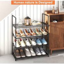 Organizador de Zapato, 4 Niveles Zapateros Organizador de Acero Inoxidable, Zapateros Almacenamiento de Zapatos para 12-16 Pares para Pasillo, Entrada - 1 - Ver 6