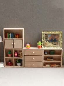 1pc 1:12 Scale Wooden Handmade Doll House Cabinet, Can Be Used As Shoe Cabinet, Storage Rack, Bookshelf, Display Shelf, Wine Cabinet, Drawer Cabinet, Multifunctional Cube Cabinet, Exquisite Dresser, Suitable For Various Placements, Applicable For Various Projects