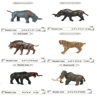 1 stuk 3 stuks 6 stuks Gesimuleerd wild dierenspeelgoedmodel Oud wezen Mammoet Sabeltandtijger Angstaanjagende olifant Reuzenhoorn Neushoorn