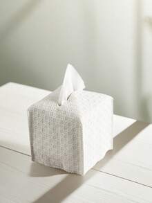 1pc/2pcs/5pcs White Woven Rattan Textured Creative Cone Shaped Tissue Box, PU Leather Upright Square Tissue Paper Storage Bag, Suitable For Bedroom, Living Room, Bathroom, Restaurant, Hotel Lobby, Office Desk, 13*13*13cm - White - View 1