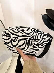 Women's Fashion Minimalist Zebra Print Shoulder Chest Bag & Waist Pouch, Versatile Daily Essentials, Spring/Summer