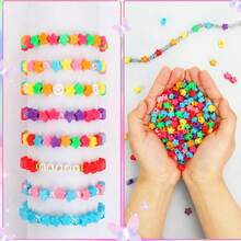 500 件混合多色塑料小马珠工艺穿孔散装彩虹发珠手链项链珠宝制作配件 Kandi