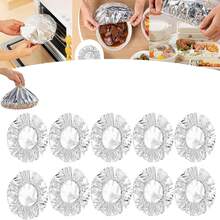 50 个/包铝箔食品盖 - 耐热、防漏、可重复使用的保温盖，可保持食物新鲜并保护台面，紧密贴合设计，无需用电 - 銀色 - 查看 10